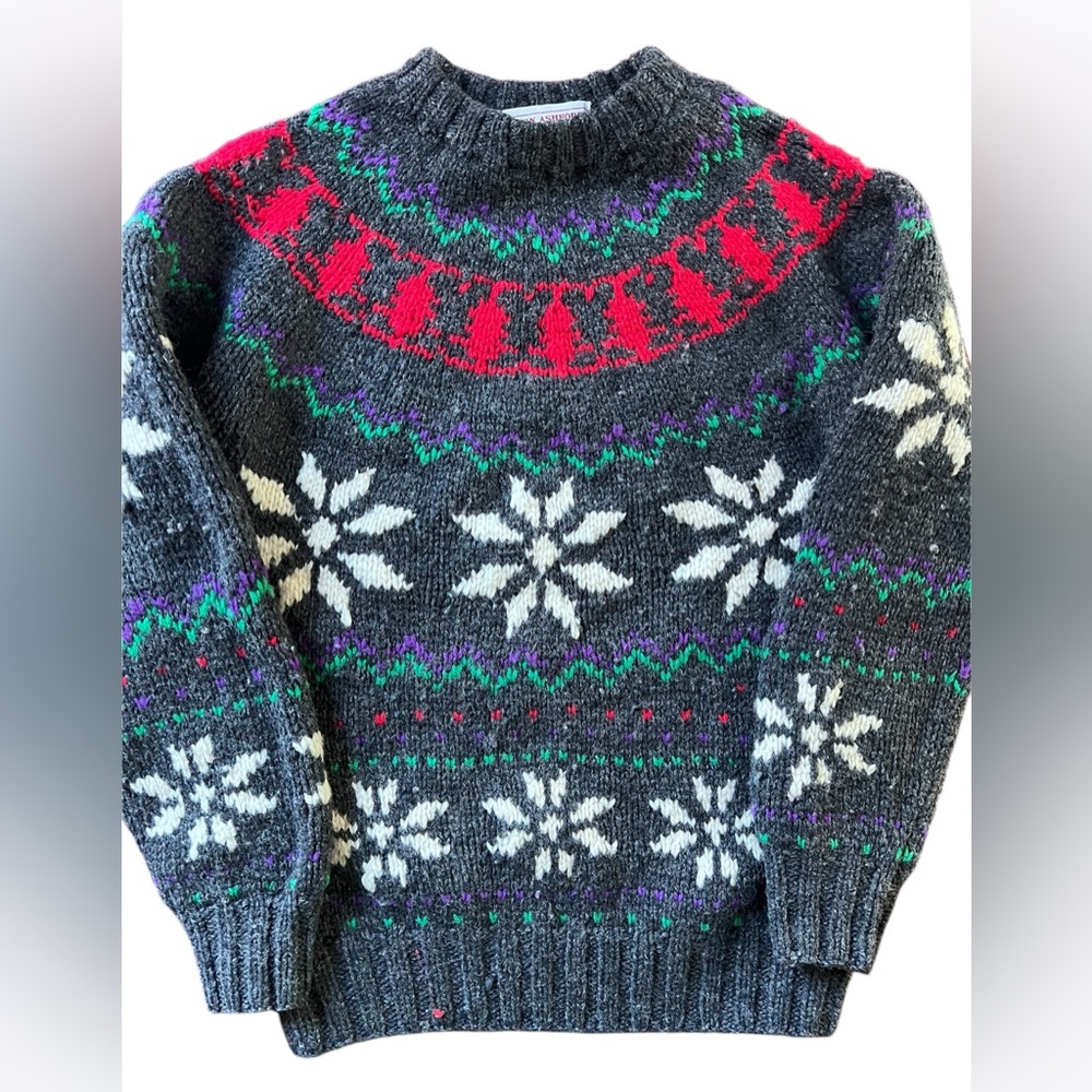 John Ashford Hand-knitted Shetland 100% Wool Vintage Chunky Heavy Knit Sweater
